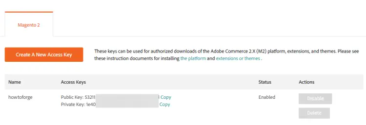 Magento Access Keys