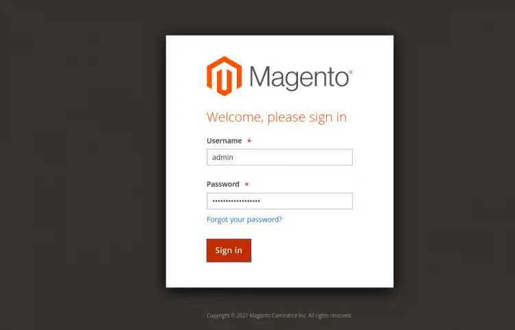 Magento login