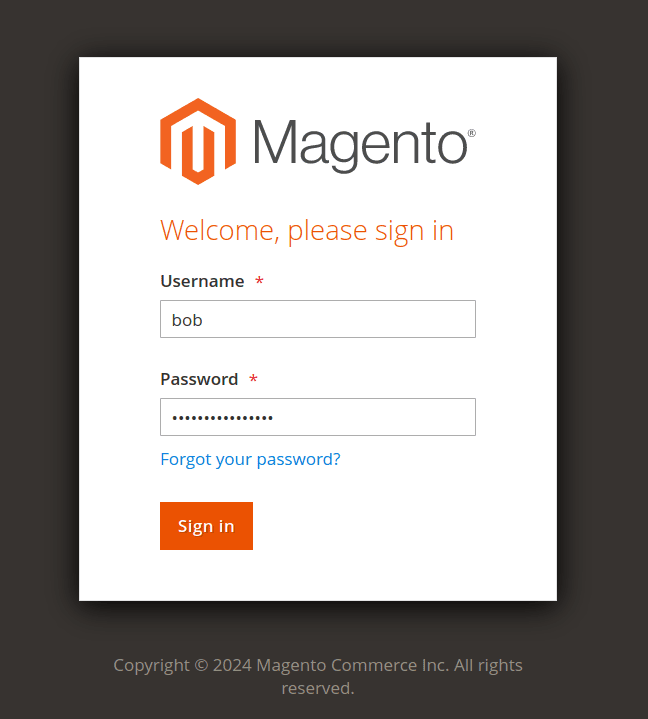 login magento