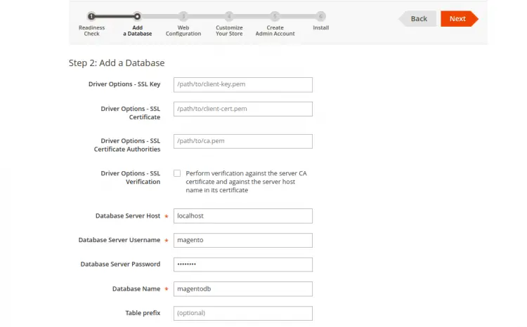 Configure the database