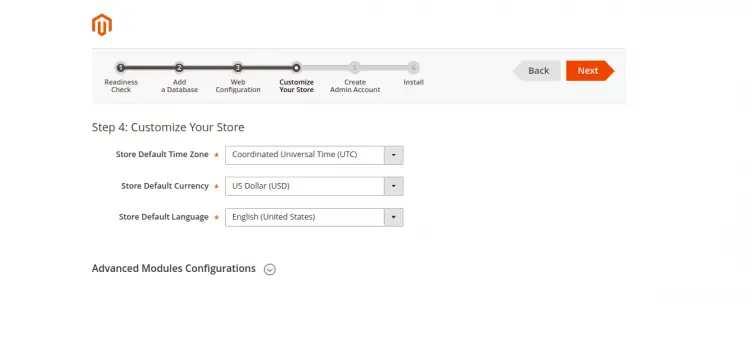 Custom store settings