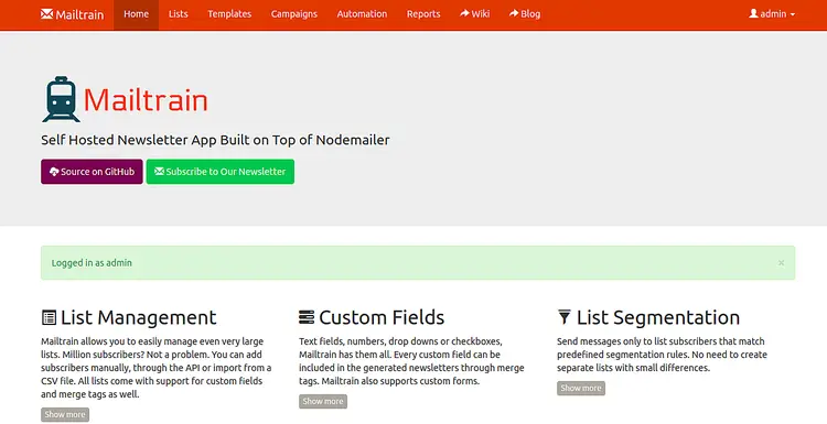 Mailtrain Dashboard