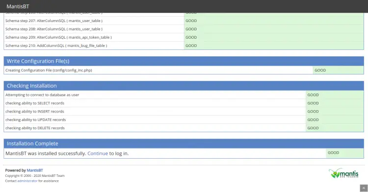 Mantis installation complete