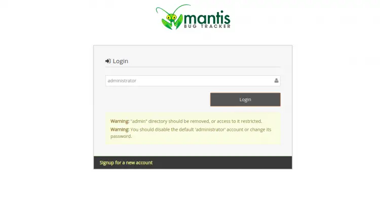 Login to Mantis