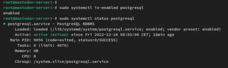 verify postgresql