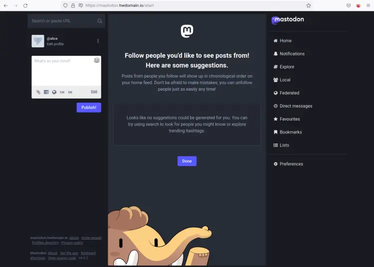 mastodon user dashboard