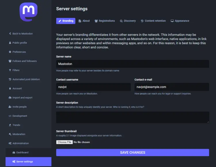 Mastodon Admin User Information