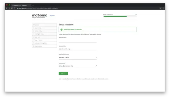Add website to Matomo