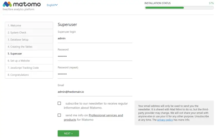 setup admin
