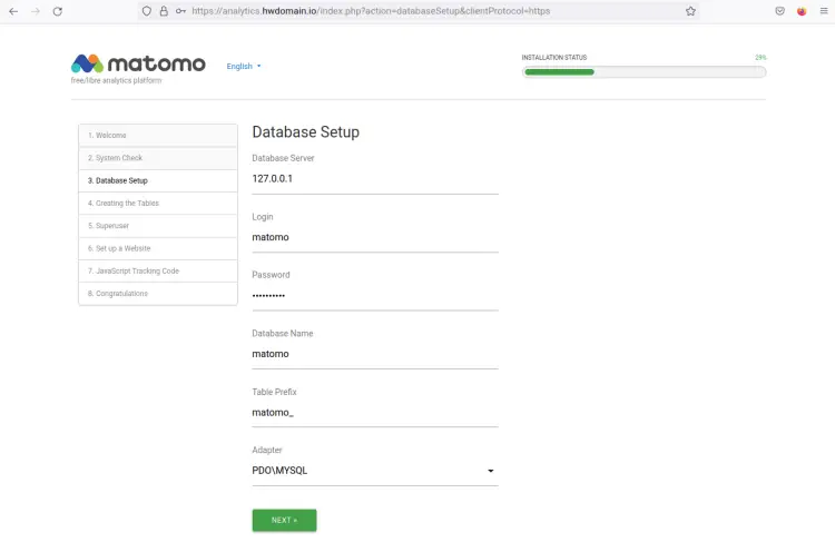 database setup