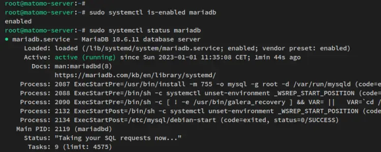verify mariadb