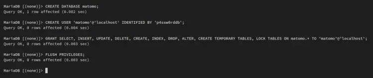 create datbase and user