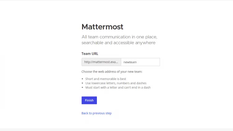 Configure team url in mattermost