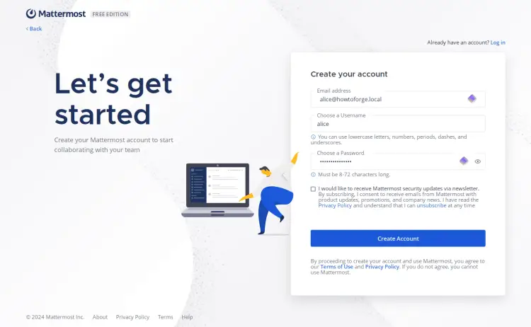 create admin account