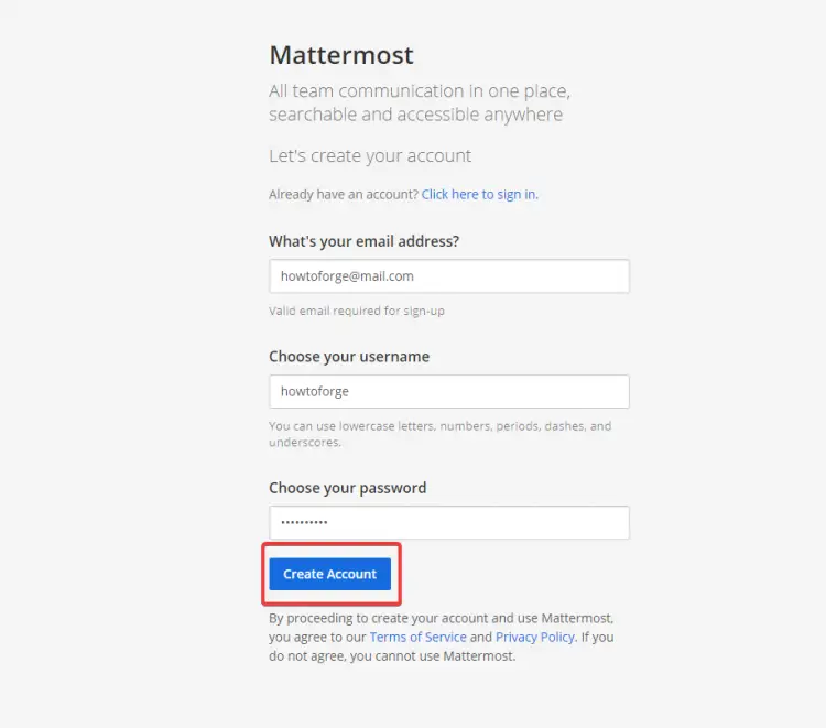 Accessing Mattermost Web UI