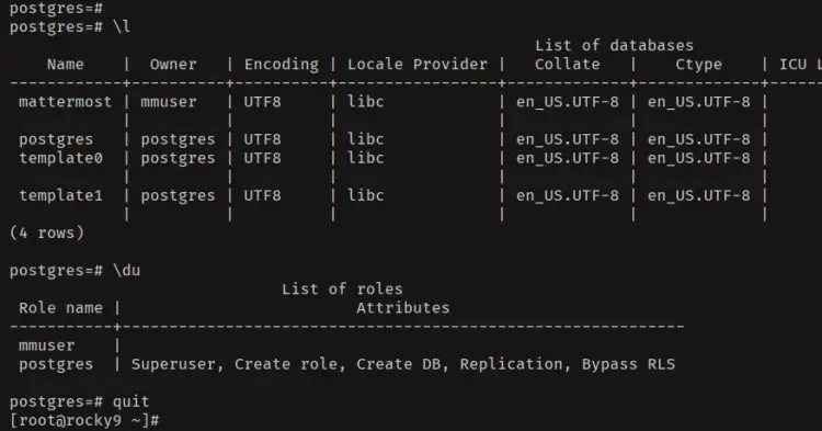 list datbase and user