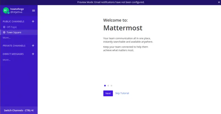 Mattermost dashboard