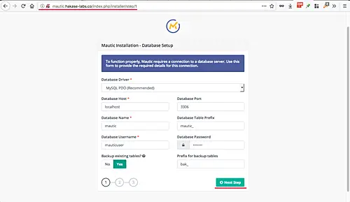 Database configuration