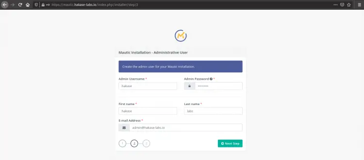 Mautic Create Admin User and Password