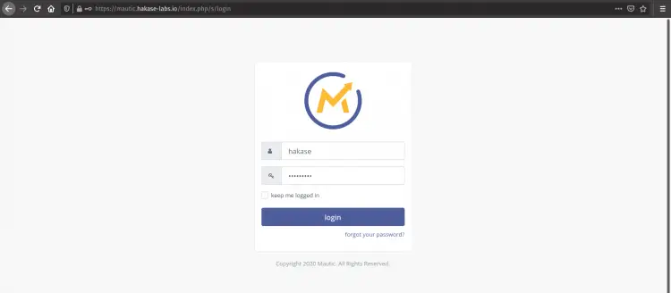 Mautic Login Page