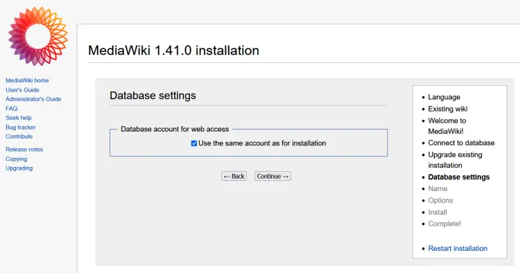 db settings
