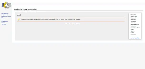 Start MediaWiki installation