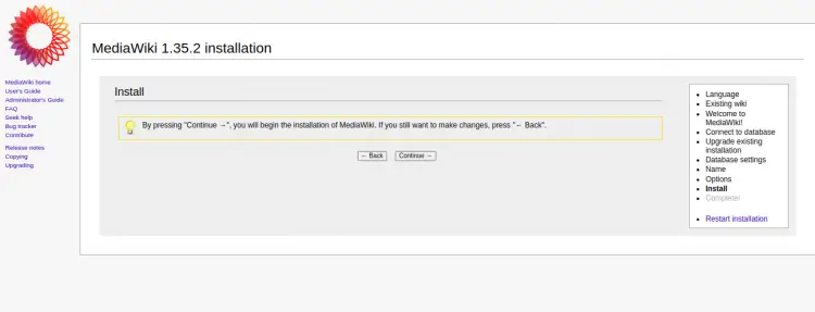 Start the installation procedure