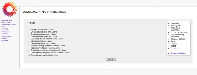 Installation finished successfully