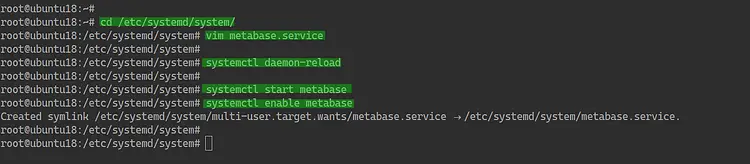 Create systemd service for metabase