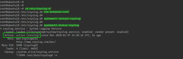 Configure rsyslog for Metabase