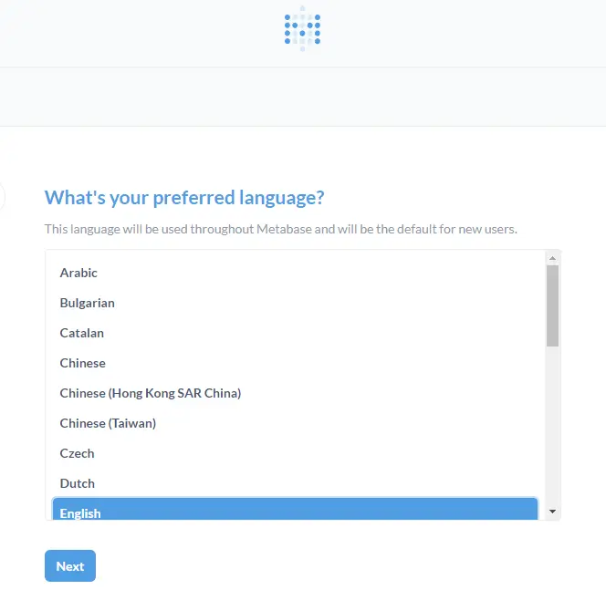 Metabase Language Choice