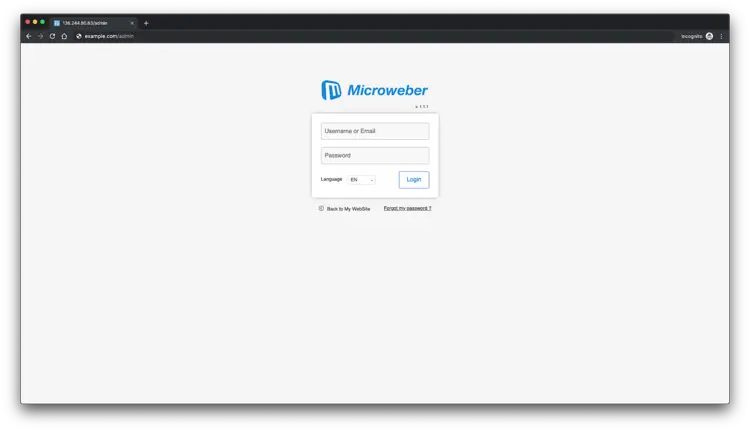 Microweber Login