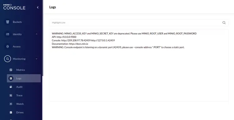 MinIO Logs