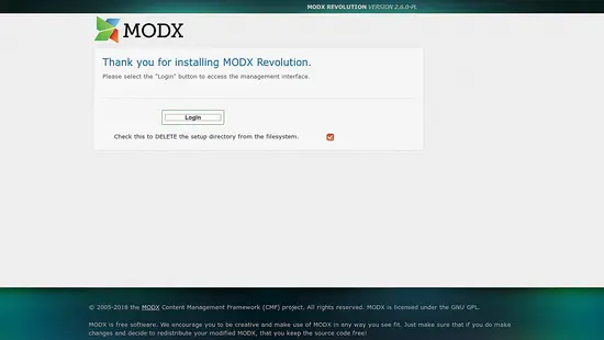 MODX Revolution installed