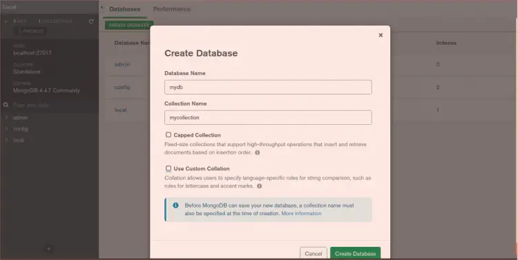 Create new database