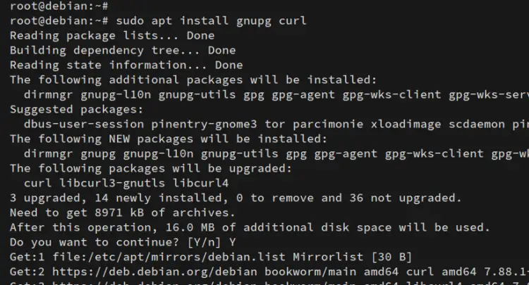 install gnupe curl