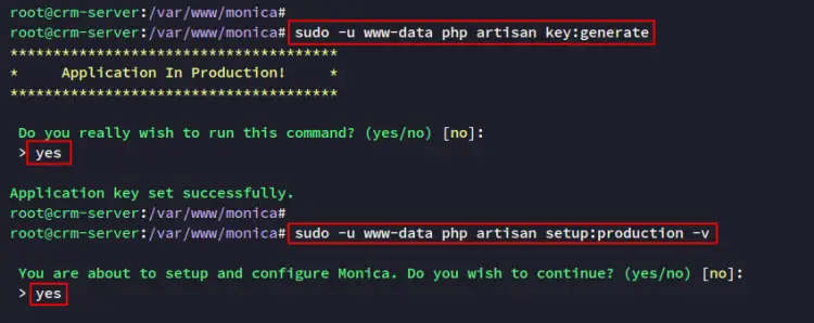 generate app key and migrate database