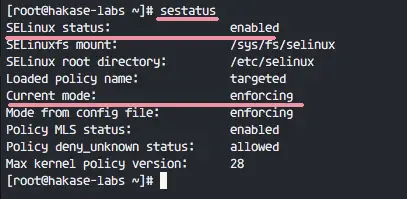 Checking SELinux status on CentOS 7