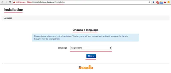 Install Moodle: Choose Language