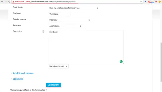 Configure Admin profile