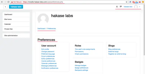 Moodle user preferences