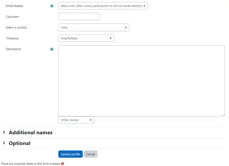 Moodle Administrator Account Update