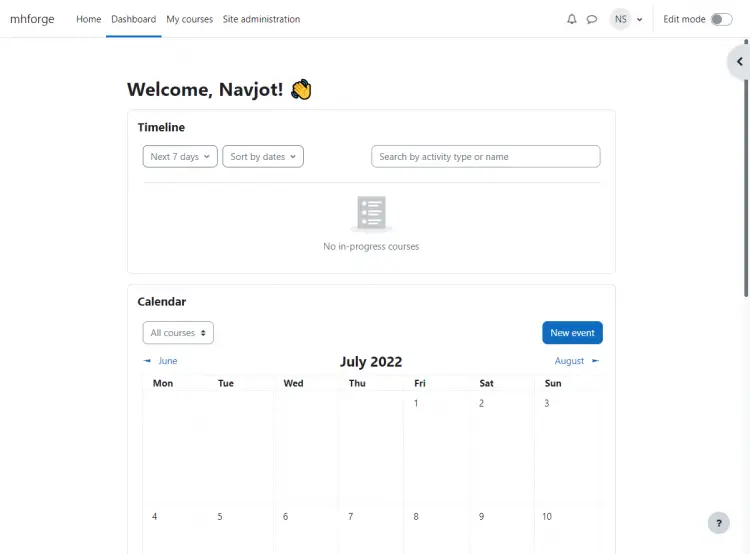 Moodle Dashboard