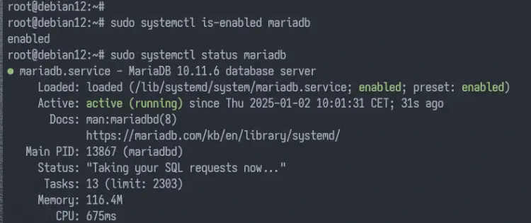 check mariadb