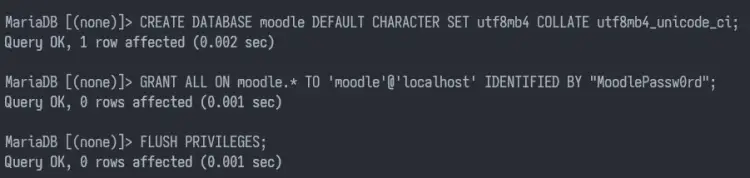 create database and user