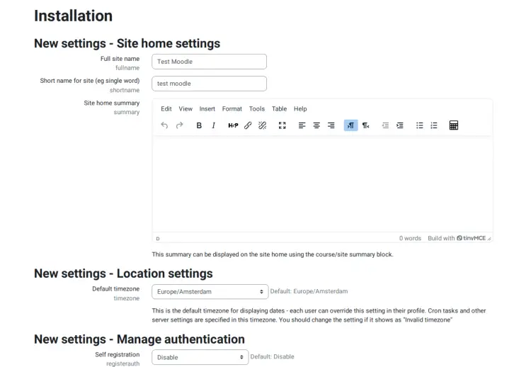 moodle site info