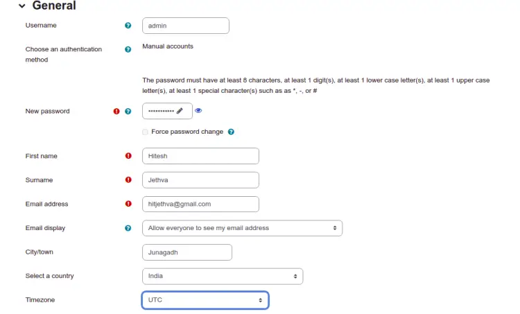 General settings