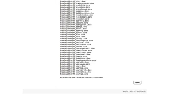 Creating database tables