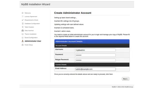 Create admin account