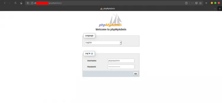 phpMyAdmin Login Page